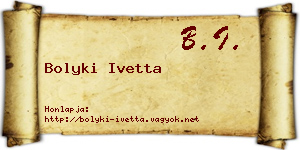 Bolyki Ivetta névjegykártya